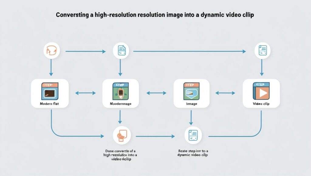 画像から動画生成までのステップを示す連続フローチャート